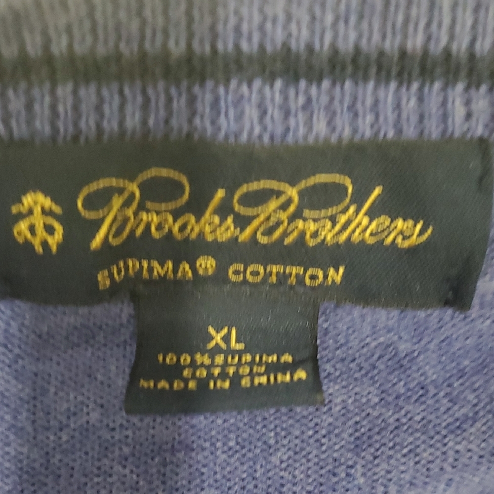 Brooks Brothers Elegant V-Neck Blue Sweater for Men - Picture 4 of 7